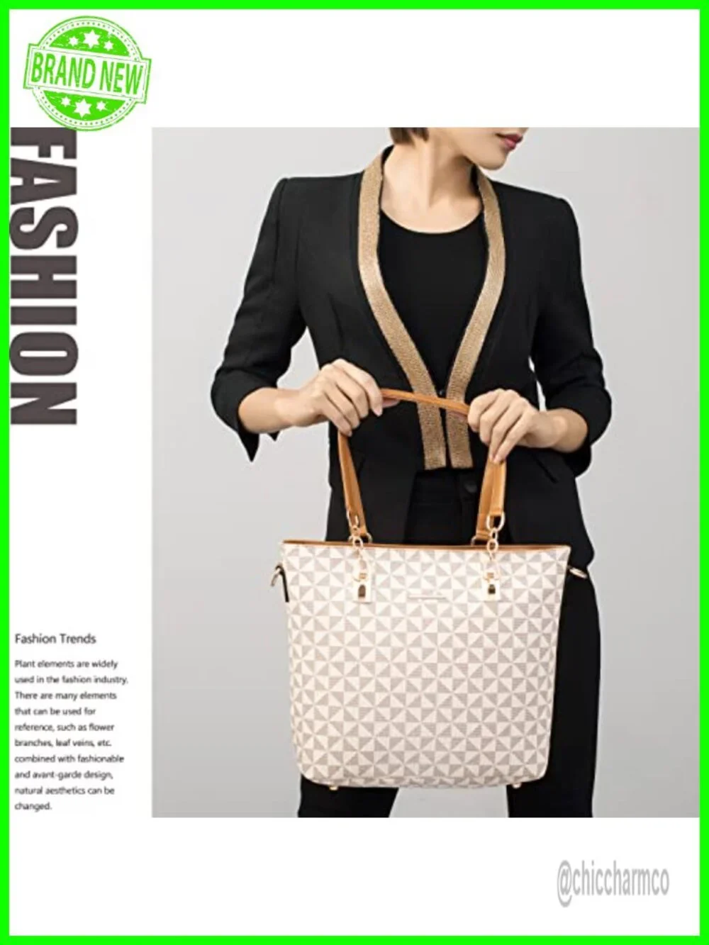 6pc Faux Leather Handbag Set Satchel Tote Shoulder Bag Clutch Purse